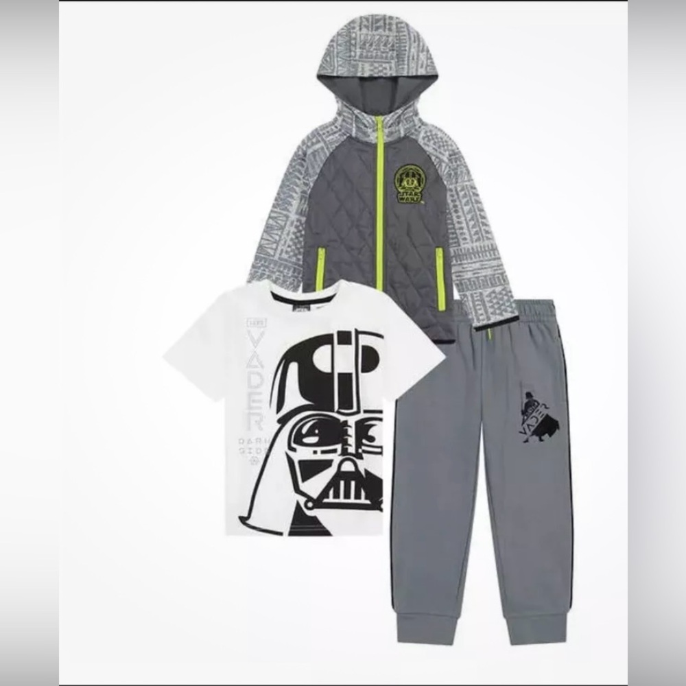 Star Wars Kids Boys 3-pc Sweater Fleece Set Hoodie+shirt+pants Size 4T - Picture 4 of 13